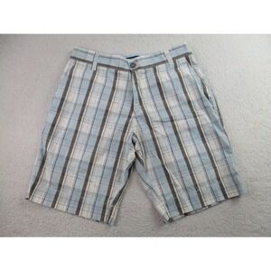 Canterbury Of New Zealand Shorts Mens Size 32 Blue Brown Plaid Chino Golf Casual